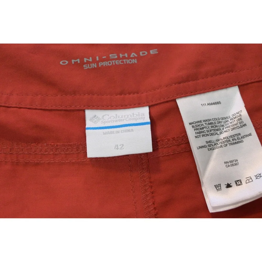 Columbia Board Shorts Mens 42 Red Omni-Shade Cargo Swim Trunks Excellent